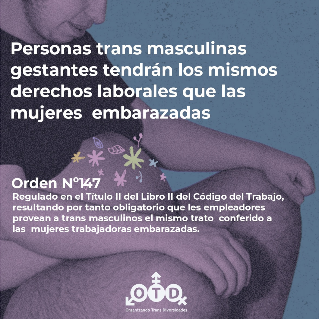 Personas trans masculinas gestantes tendrán los mismos derechos laborales que las mujeres embarazadas en Chile, orden 147